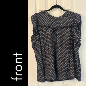 Wonderly Blue Sleeveless Ruffled Blouse [womens XXL]